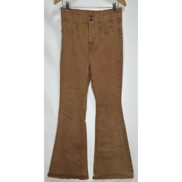 Free People Jayde High Rise Flare Pant in Mesa Rust Brown | Size 31 - Picture 3 of 8